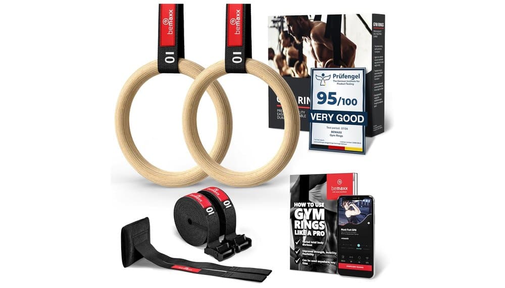 BeMaxx Wooden Gymnastics Rings Set med hållare – Test